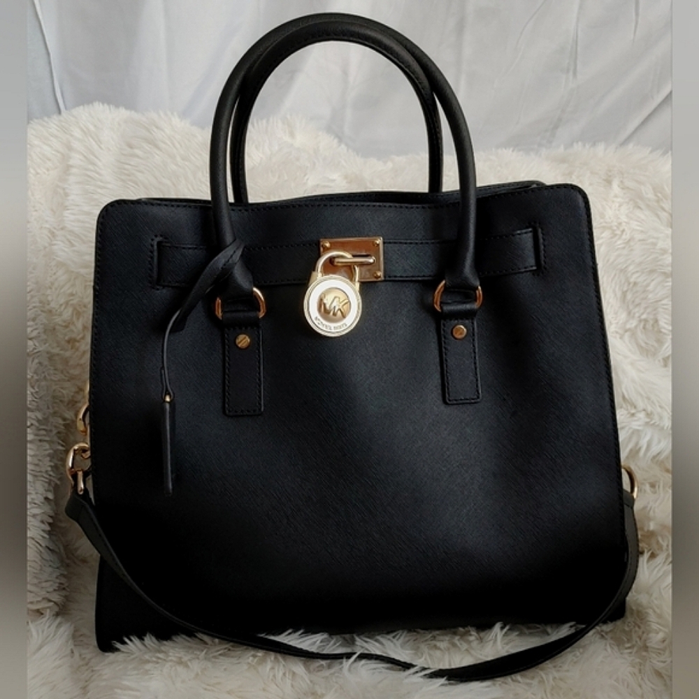 Michael Kors Large Hamilton Black Saffiano Leather Bag